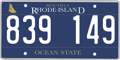 RI license plate 839149