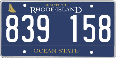 RI license plate 839158