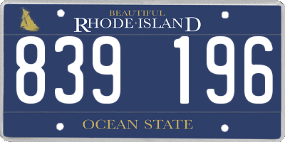 RI license plate 839196