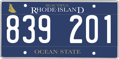 RI license plate 839201