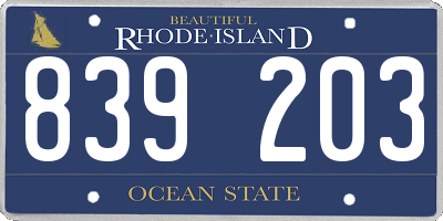 RI license plate 839203