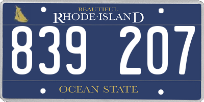 RI license plate 839207