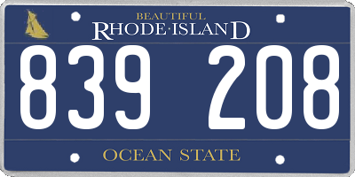RI license plate 839208