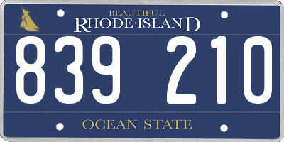 RI license plate 839210
