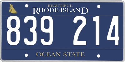 RI license plate 839214