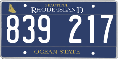 RI license plate 839217