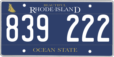 RI license plate 839222