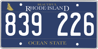 RI license plate 839226