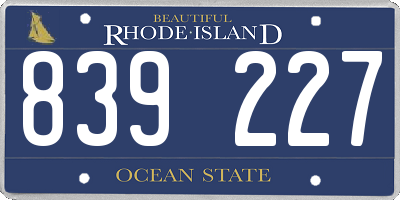 RI license plate 839227