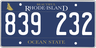 RI license plate 839232