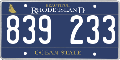 RI license plate 839233