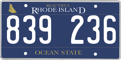 RI license plate 839236