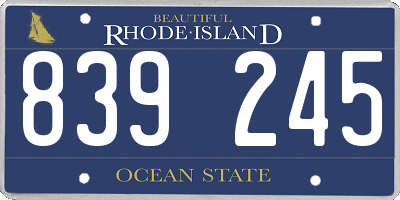 RI license plate 839245