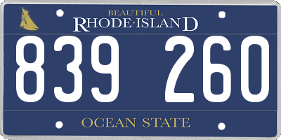 RI license plate 839260