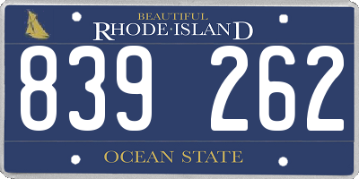 RI license plate 839262