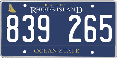 RI license plate 839265