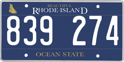 RI license plate 839274