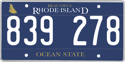 RI license plate 839278