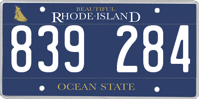 RI license plate 839284