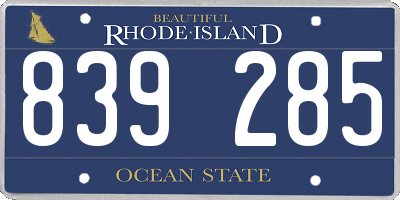 RI license plate 839285