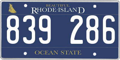 RI license plate 839286