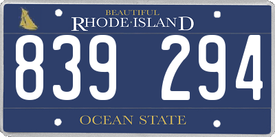 RI license plate 839294