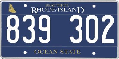 RI license plate 839302