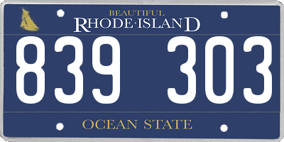 RI license plate 839303