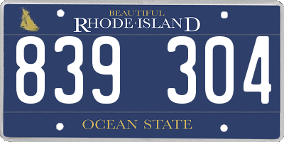 RI license plate 839304