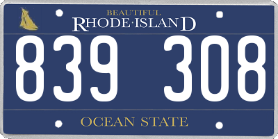 RI license plate 839308