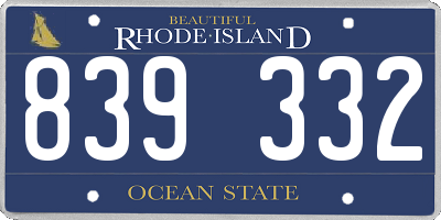 RI license plate 839332