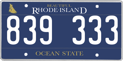 RI license plate 839333