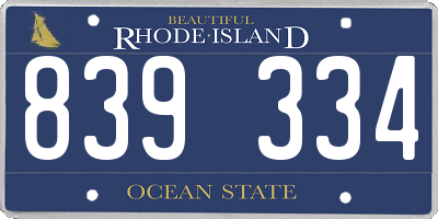 RI license plate 839334