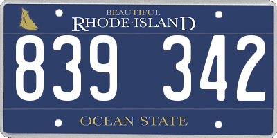 RI license plate 839342