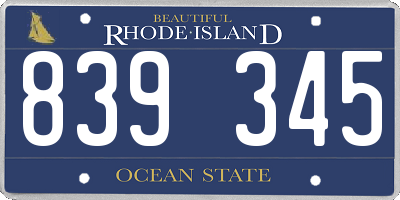 RI license plate 839345