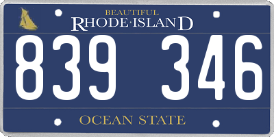 RI license plate 839346