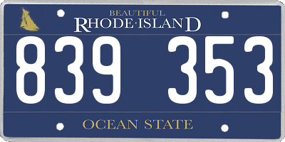 RI license plate 839353