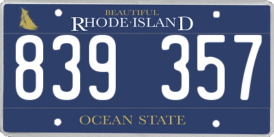 RI license plate 839357