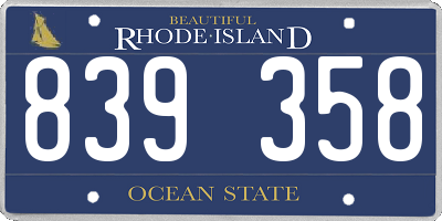 RI license plate 839358