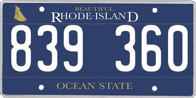 RI license plate 839360