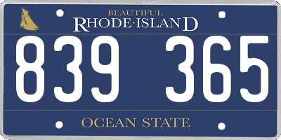 RI license plate 839365