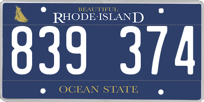 RI license plate 839374