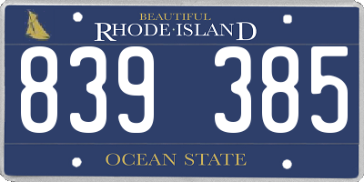 RI license plate 839385