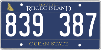 RI license plate 839387