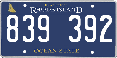 RI license plate 839392