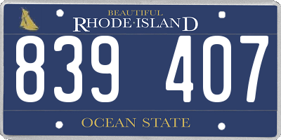 RI license plate 839407