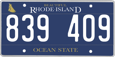 RI license plate 839409