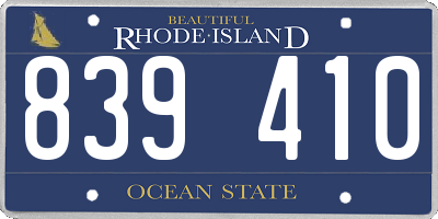 RI license plate 839410