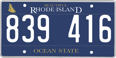 RI license plate 839416