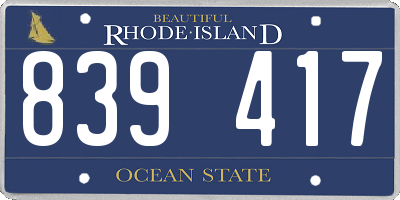 RI license plate 839417